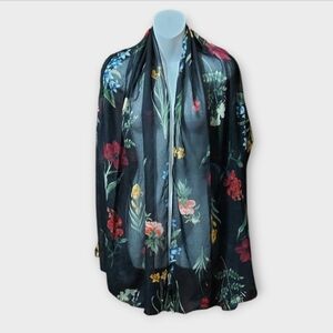 NWT Lauren Ralph Lauren Floral Black Scarf Wrap